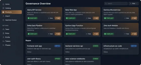 Cendis governance overview showing approval queue with pending reviews